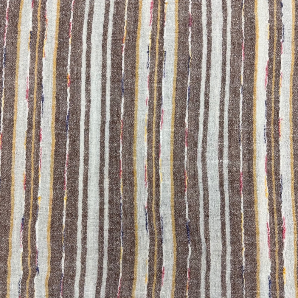 Vtg Woven Textured Slub Striped Fabric Brown Cream Mustard 36.5x57 Multi-Color - Picture 1 of 5